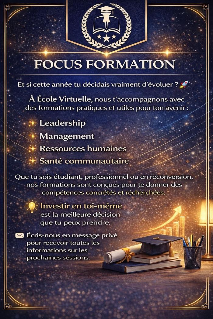 Affiche Focus Formation — Leadership, Management, RH, Santé communautaire