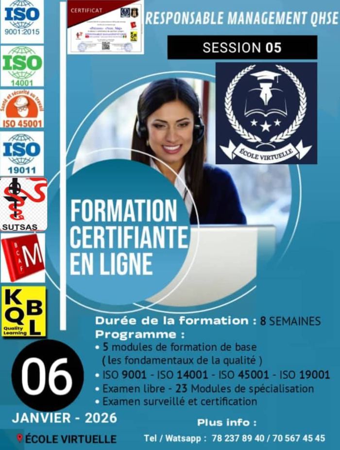 Affiche formation certifiante Responsable Management QHSE, session 05